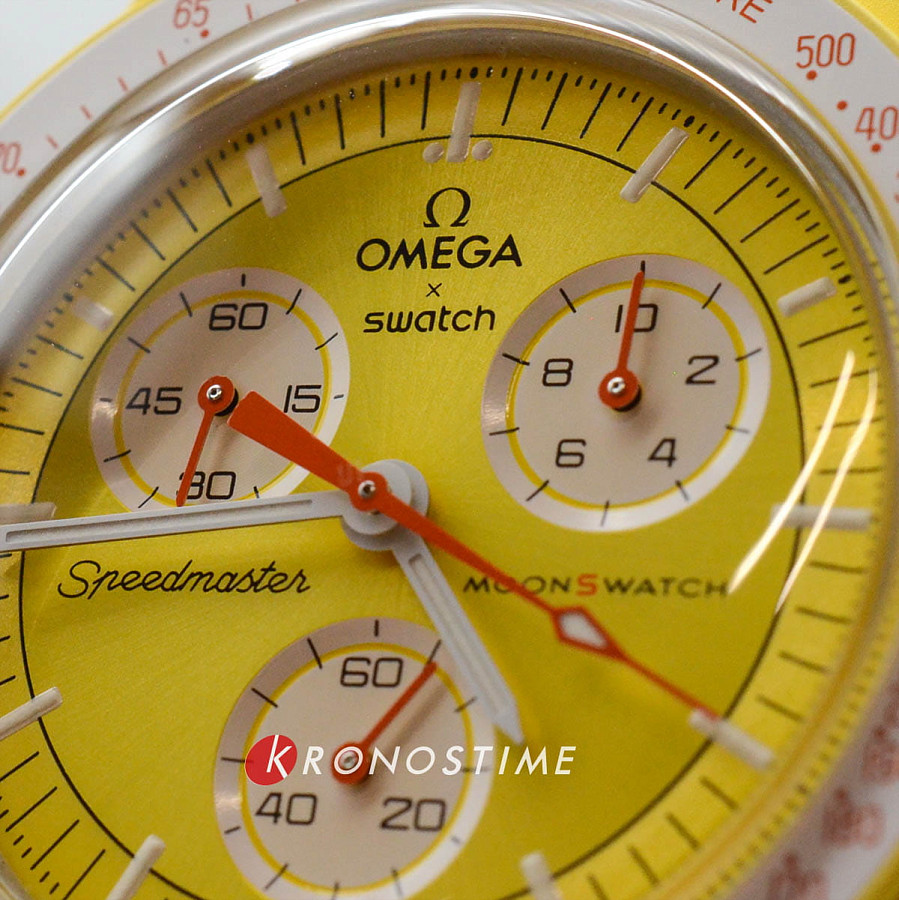 Часы Swatch x Omega Bioceramic Moonswatch Mission To the Sun SO33J100 — мужские, нейлон