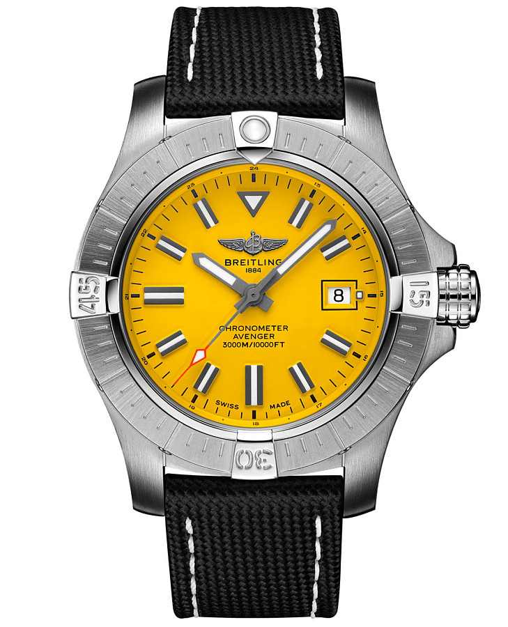 Часы Breitling Avenger Automatic 45 Seawolf A17319101I1X2 — мужские, желтый