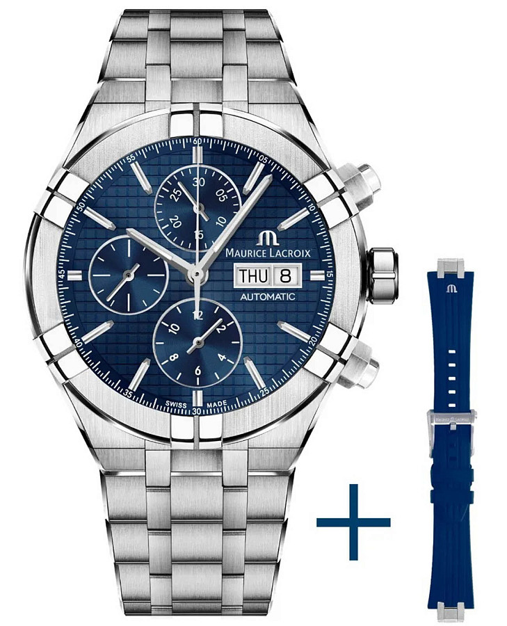 Часы Maurice Lacroix Aikon Automatic Chronograph AI6038-SS00F-430-C — мужские, синий