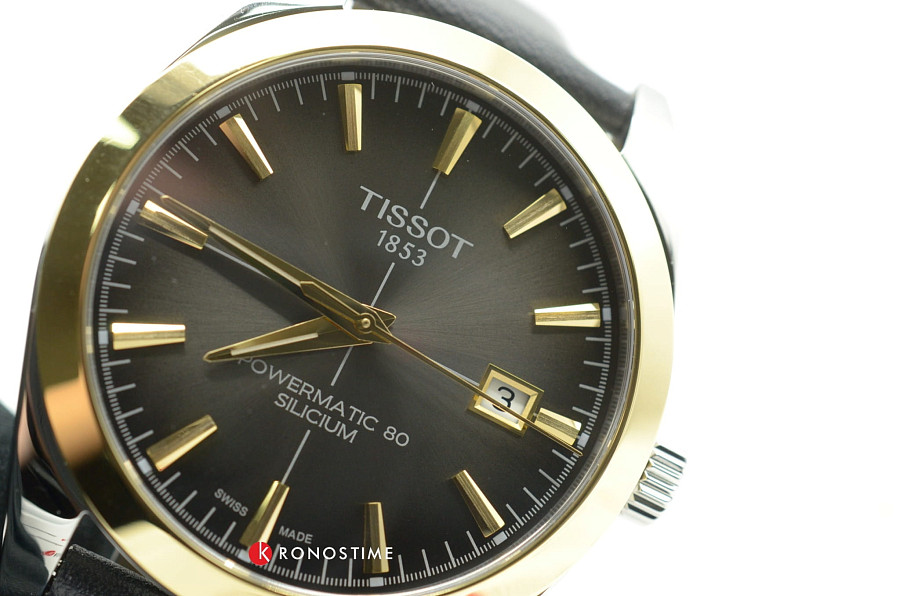 Часы Tissot Gentleman Powermatic 80 Silicium 18K Gold T927.407.46.061.01 — мужские, кожаный