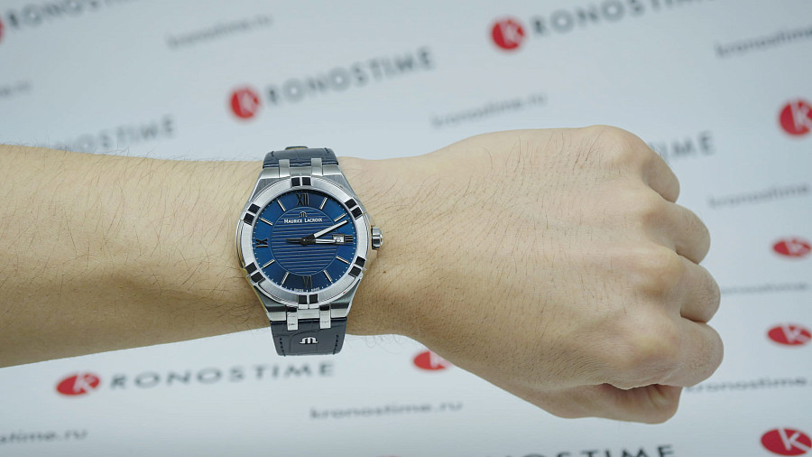Часы Maurice Lacroix Aikon Date AI1008-SS001-430-1 — синий, сталь металл