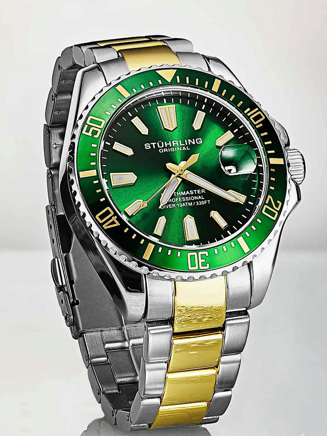 Часы Stuhrling Aquadiver 3950A.6 — кварцевые, сталь металл