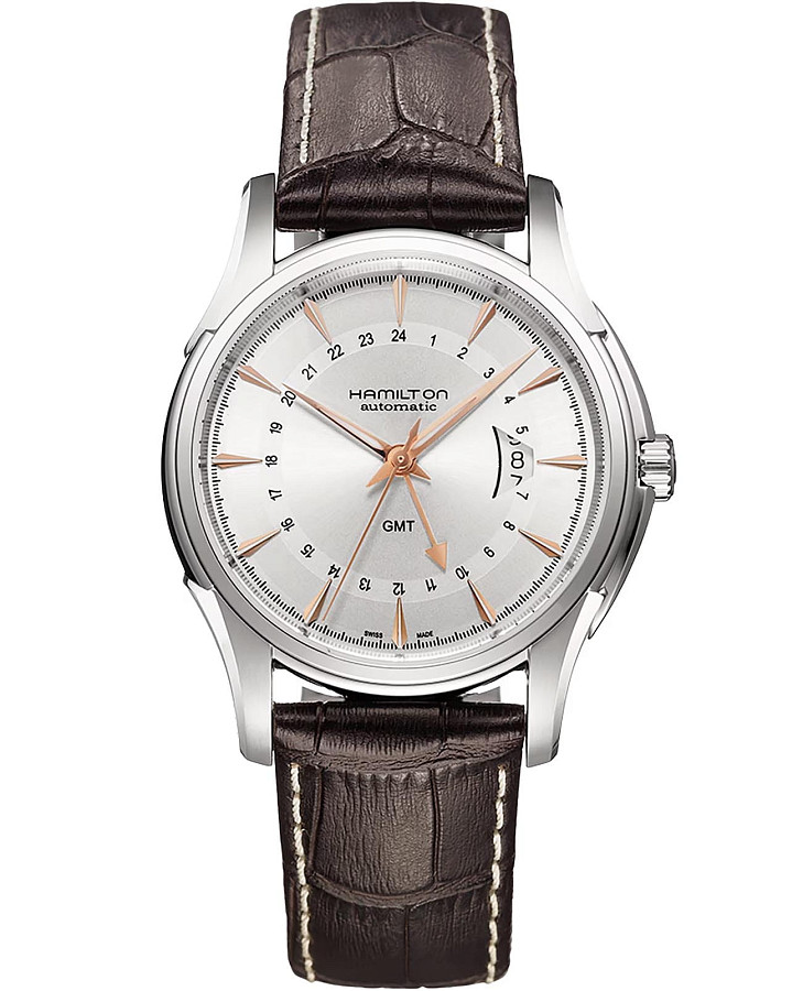 Часы Hamilton Jazzmaster Traveler GMT Auto H32585557 — мужские, серебристый