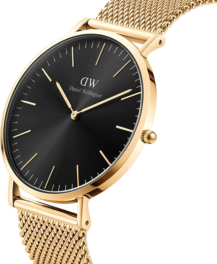 Часы Daniel Wellington Classic Mesh Onyx Gold DW00100631 — кварцевые, сталь металл