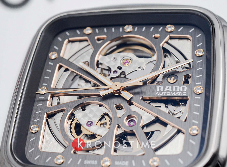 Часы Rado True Square Automatic Open Heart R27083712 — мужские, титан + высокотехнологичная плазменная керамика