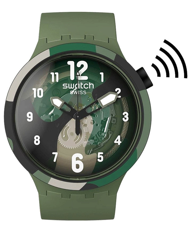 Часы Swatch Big Bold Biosourced Swatch Pay! SB05G108-5300 — мужские, зеленый