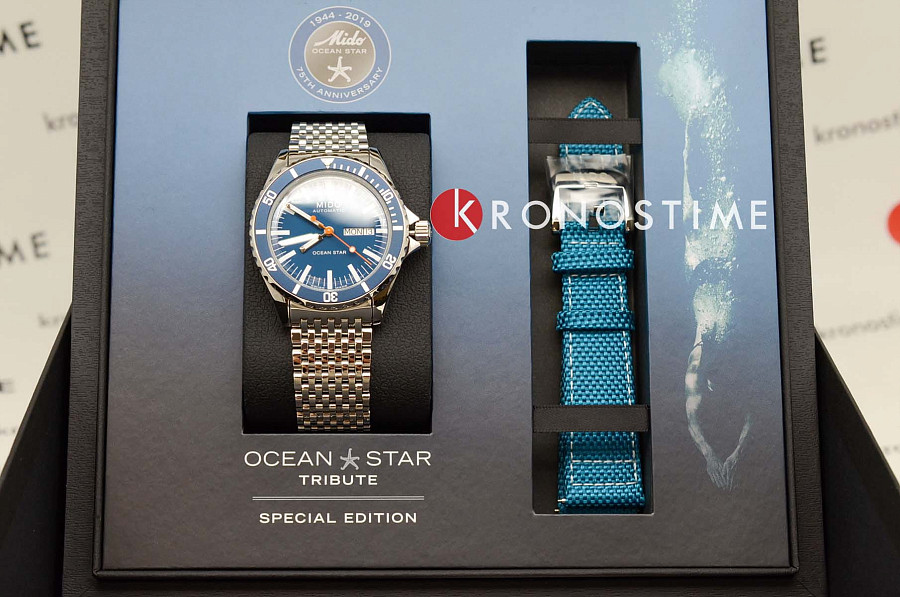 Часы Mido Ocean Star Tribute M026.830.11.041.00 — бирюзовый, металл сталь