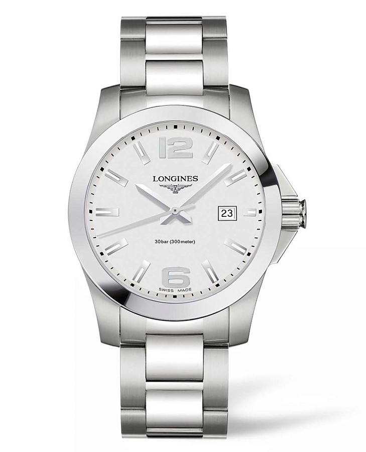 Часы Longines Conquest L3.759.4.76.6 — мужские, белый