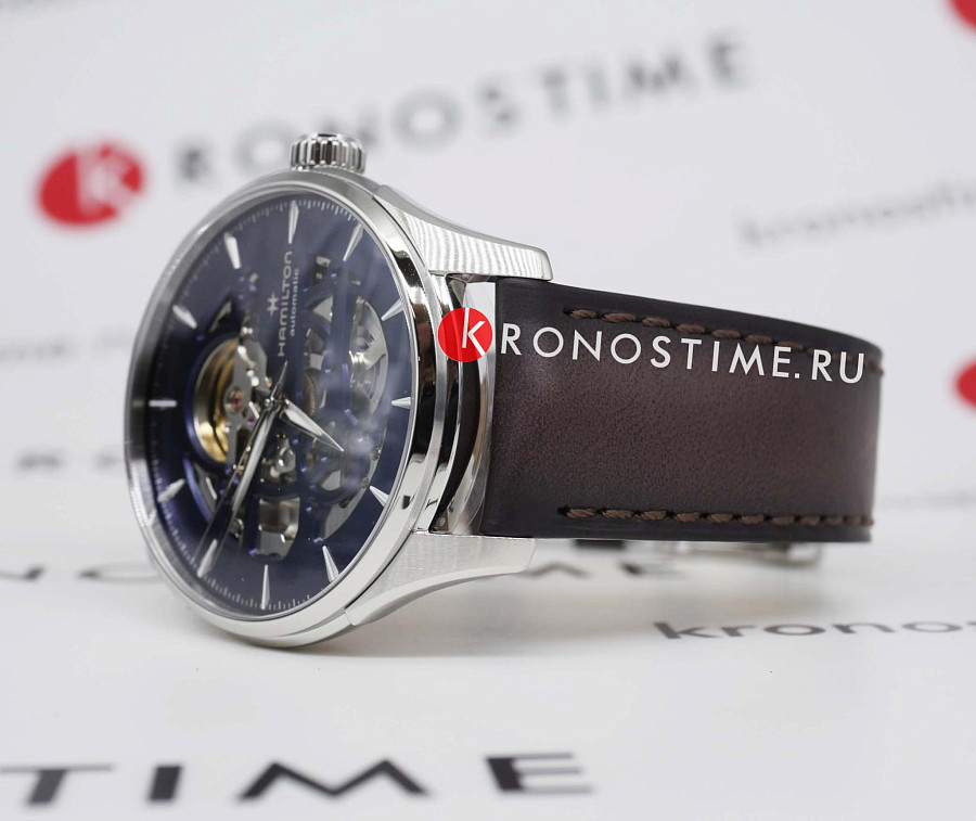 Часы Hamilton Jazzmaster Skeleton Auto H42535541 — мужские, кожаный