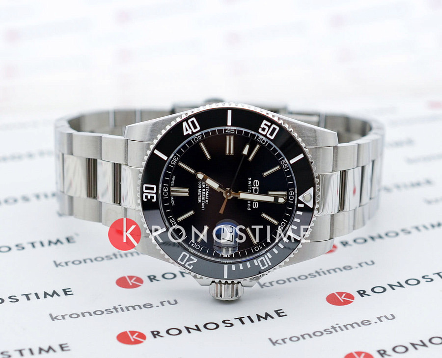 Часы Epos Diver 3504.131.20.15.30 — черный, металл сталь