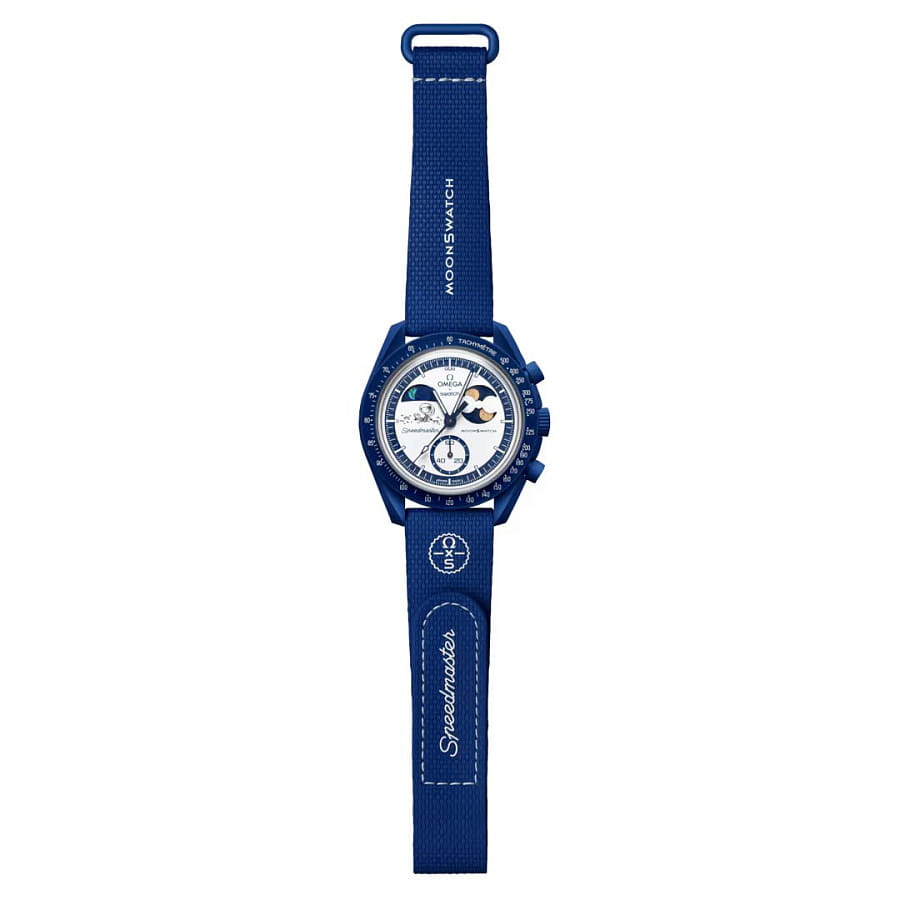 Часы Swatch x Omega Bioceramic Moonswatch Mission to Earthphase - Moonshine Gold SO33N702L — кварцевые, биокерамика