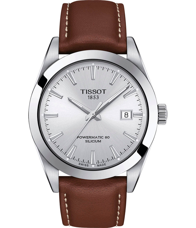 Часы Tissot Gentleman Powermatic 80 Silicium T127.407.16.031.00 — мужские, серебристый