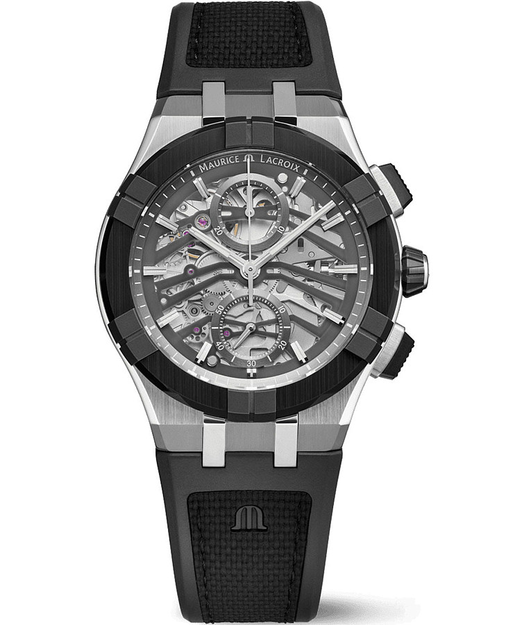 Часы Maurice Lacroix Aikonic Automatic Chronograph Skeleton AC8018-SSL20-030-2 — мужские, серебристый