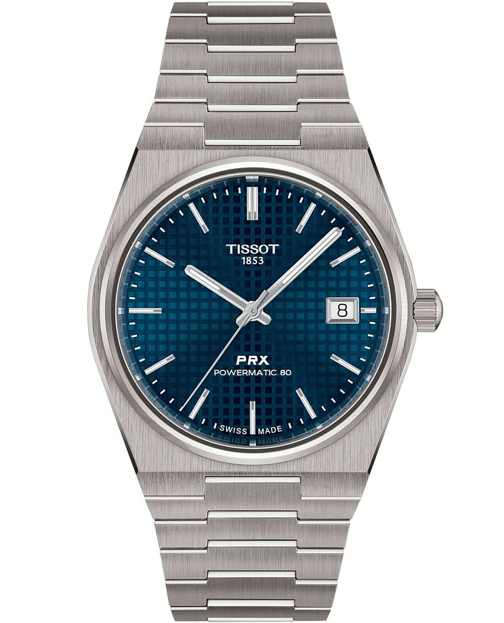 Часы Tissot PRX Powermatic 80 Titanium 38mm T137.807.44.041.00 — мужские, синий