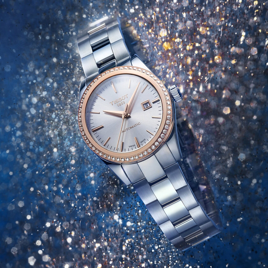 Часы Tissot T-My Lady Automatic 18K Gold T930.007.41.031.00 — женские, серебристый