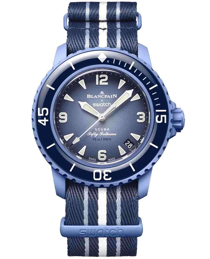 Часы Swatch x Blancpain Atlantic ocean SO35A100 — мужские, синий