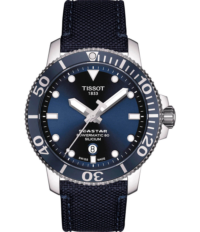 Часы Tissot Seastar 1000 Powermatic 80 Silicium T120.407.17.041.01 — мужские, синий