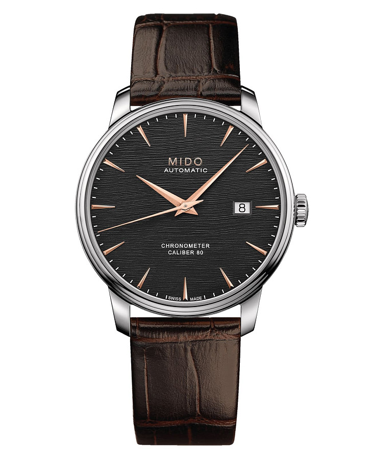 Часы Mido Baroncelli Chronometer Silicon Gent M027.408.16.061.00 — мужские, антрацитовый
