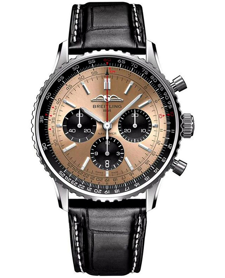 Часы Breitling Navitimer B01 Chronograph 43 AB0137241K1P1 — мужские, золотистый