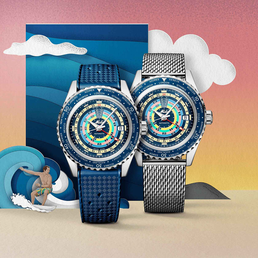Часы Mido Ocean Star Decompression Worldtimer 200 M026.829.17.041.00 — артикул M0268291704100, мужские
