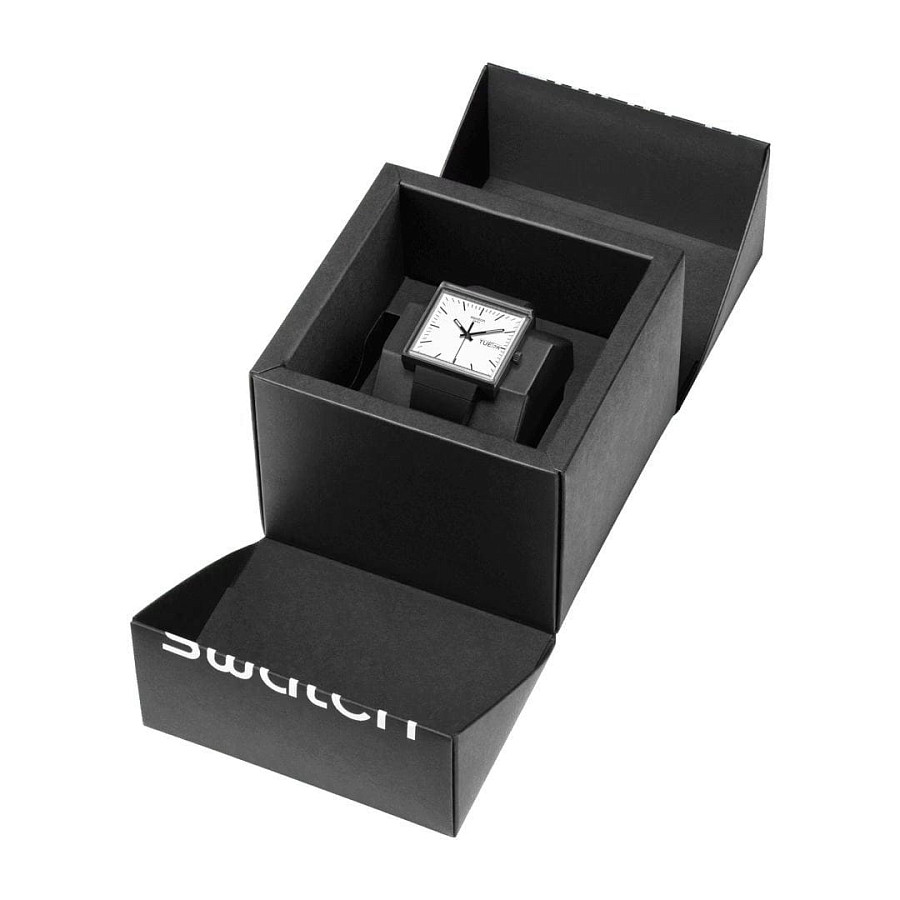 Часы Swatch Square Bioceramic Standard SO34B700 — белый, биокерамика