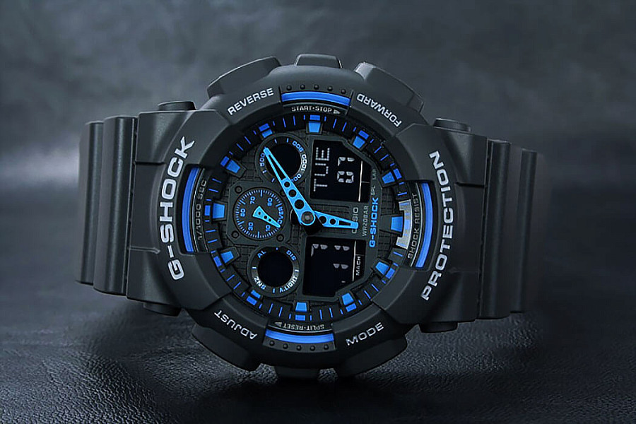 Часы Casio G-Shock GA-100-1A2NDR (GA-100-1A2DR) — черный, пластик