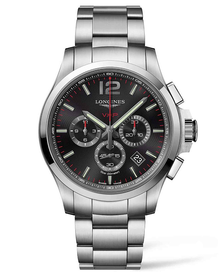 Часы Longines Conquest V.H.P. L3.727.4.56.6 — мужские, черный