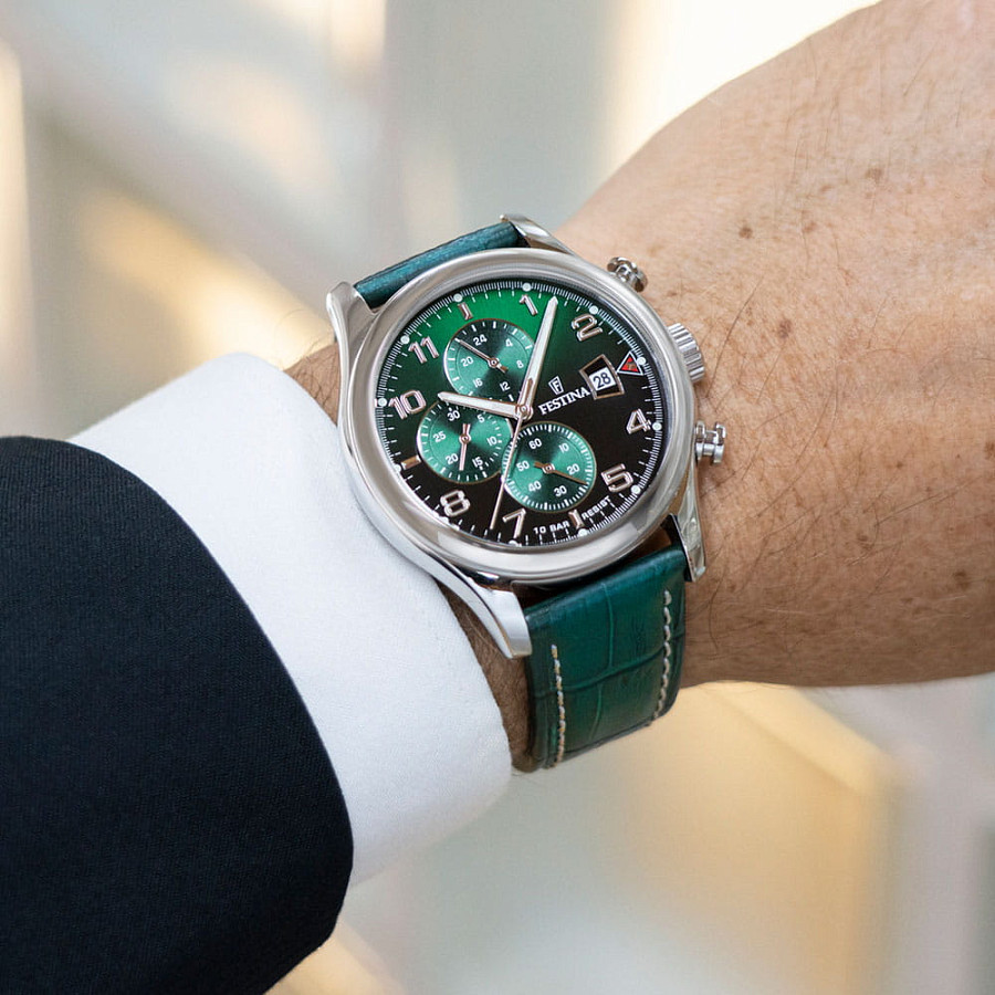 Часы Festina Timeless Chrono F20375/8 — кварцевые, сталь металл