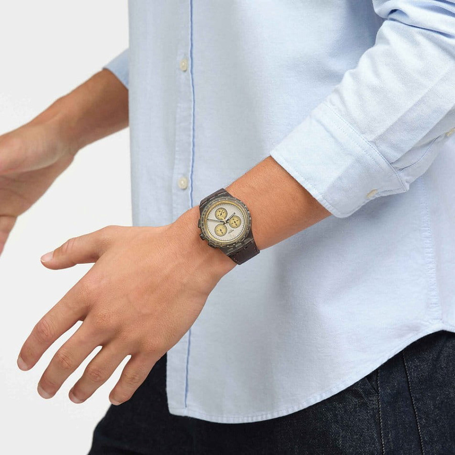 Часы Swatch Chrono 42 Standard SUSM100 — кожаный, мужские