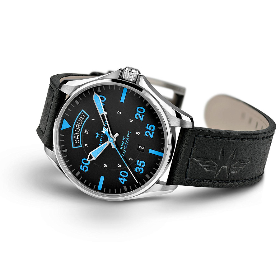 Часы Hamilton Khaki Aviation Pilot Day Date Air Zermatt Auto H64625731 — мужские, кожаный