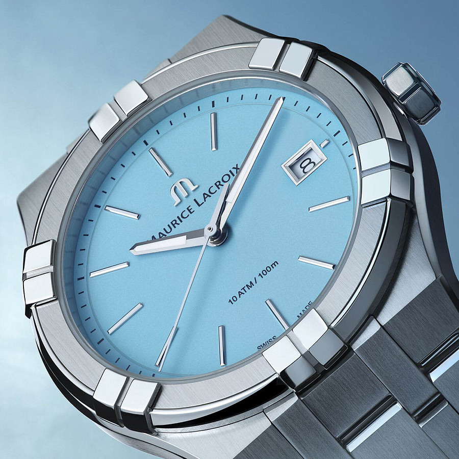 Часы Maurice Lacroix Aikon Quartz Colours Edition AI1108-SS002-431-1 — голубой, металл сталь