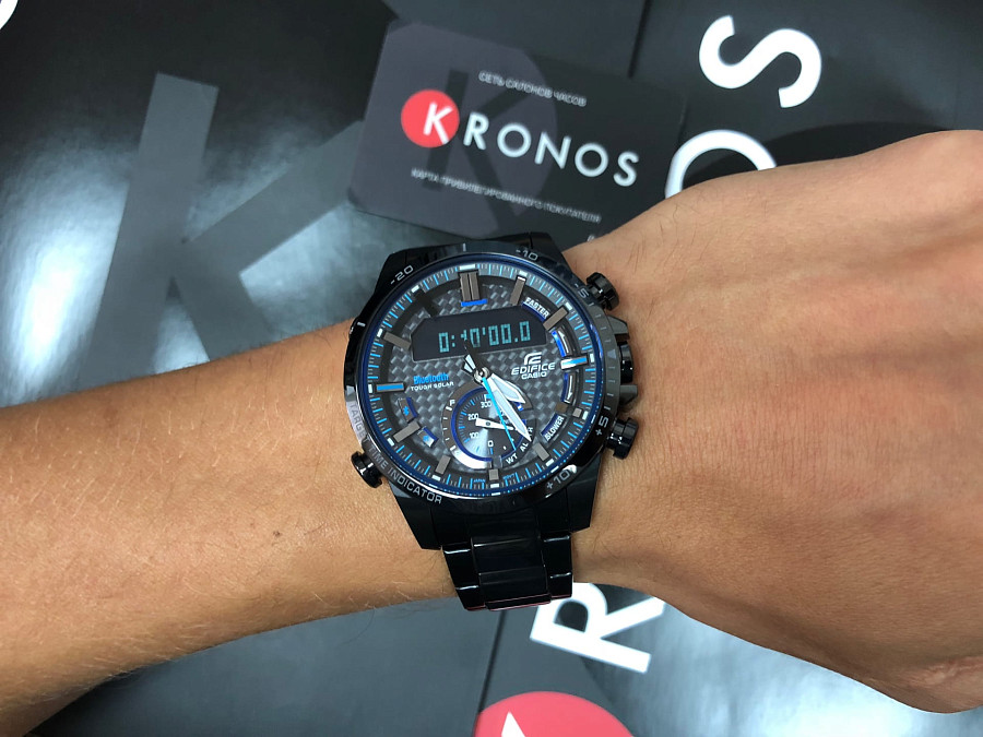 Часы Casio Edifice ECB-800DC-1A — мужские, сталь с ip покрытием