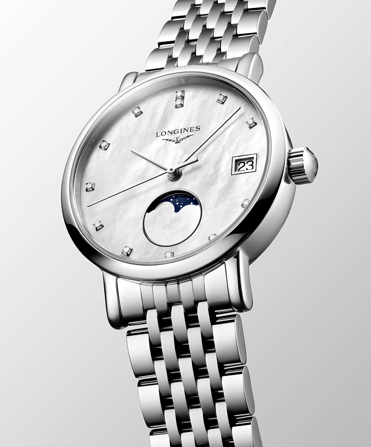 Часы Longines Elegant Collection Moonphase L4.330.4.87.6 — женские, серебристый