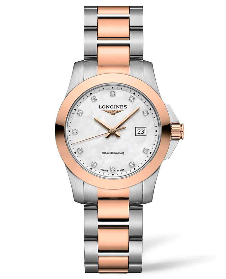Часы Longines Conquest L3.376.3.88.7 — женские, перламутровый