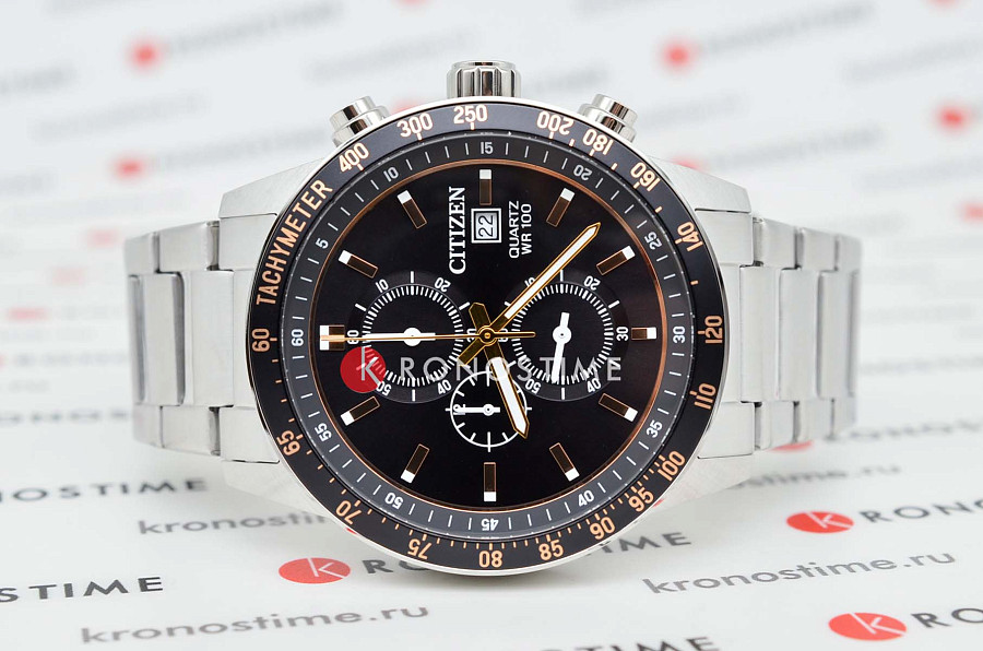 Часы Citizen Chronograph AN3681-57E — кварцевые, сталь металл