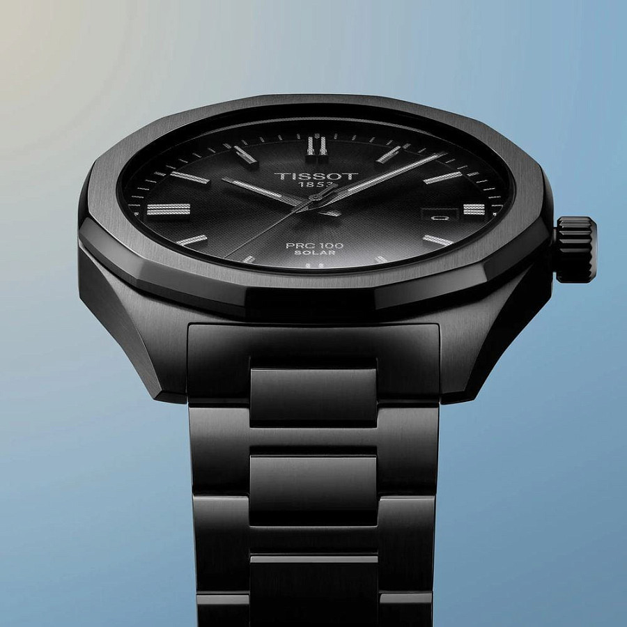 Часы Tissot PRC 100 Solar Quartz 39mm T151.422.33.051.00 — черный, металл сталь