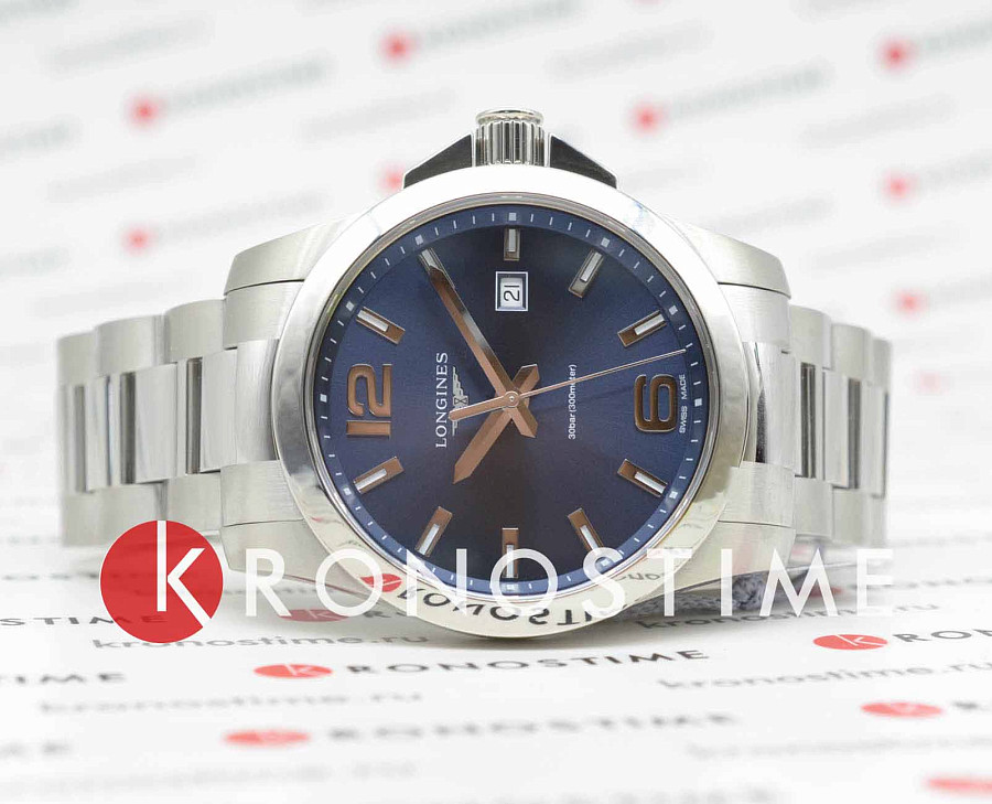 Часы Longines Conquest L3.760.4.96.6 — кварцевые, сталь металл