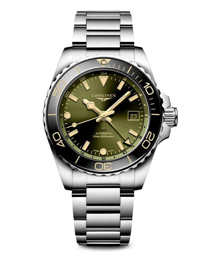 Часы Longines HydroConquest L3.790.4.06.6 — мужские, зеленый