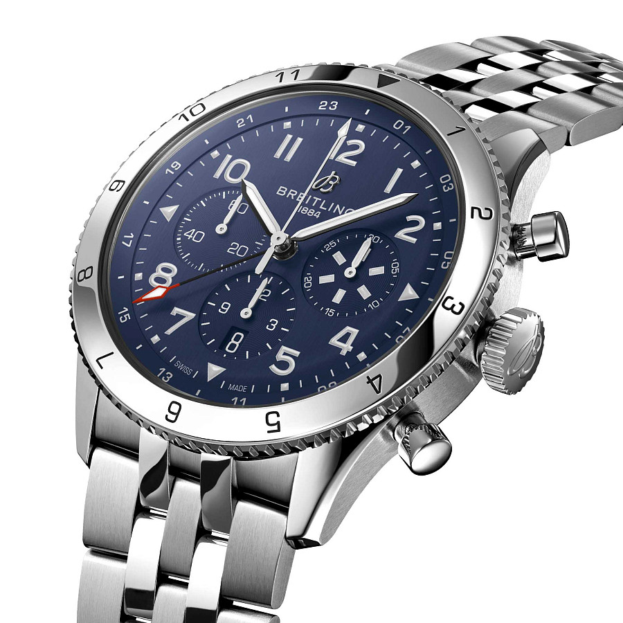 Часы Breitling Super Avi B04 Chronograph GMT 46 Tribute To Vought F4U Corsair AB04451A1C1A1 — механические, сталь металл
