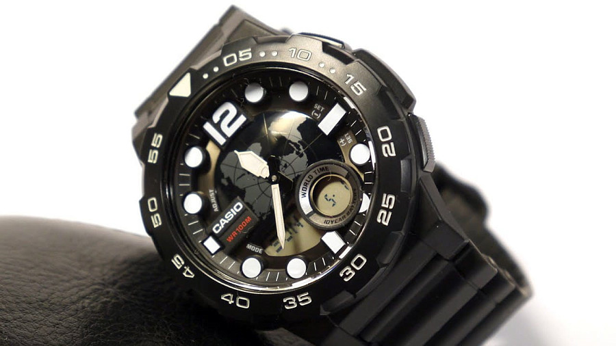 Часы Casio Illuminator AEQ-100W-1AVDF (AEQ-100W-1A) — черный, пластик