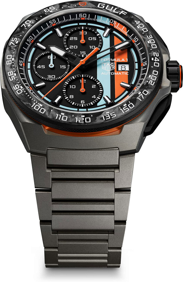 Часы TAG Heuer Formula 1 Chronograph x Gulf CBZ208B.BF0009 — механические, титан