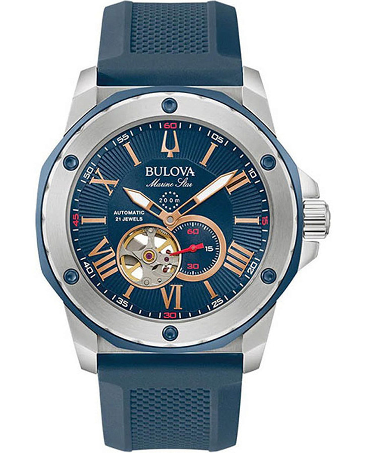 Часы Bulova Marine Star 98A282 — мужские, синий