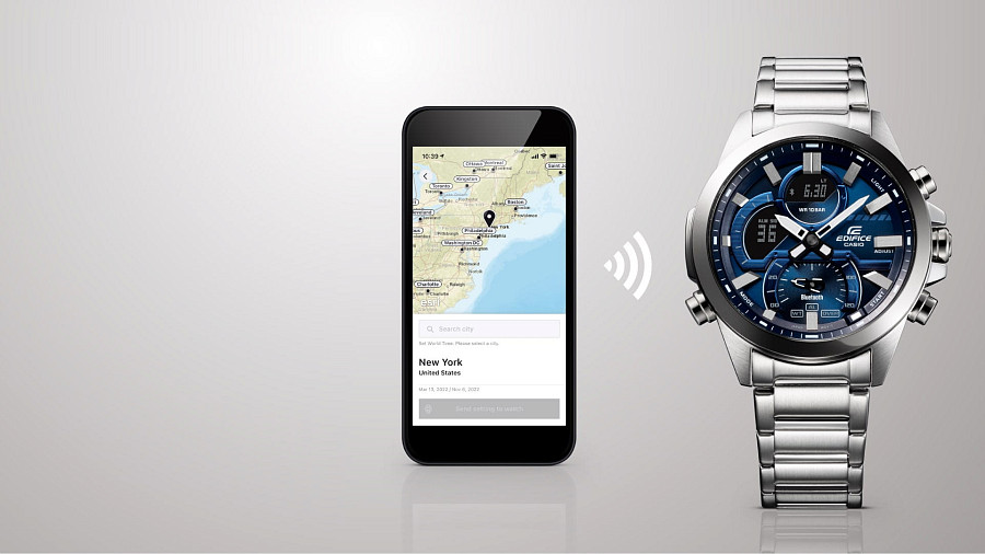 Часы Casio Edifice ECB-30D-2ADF (ECB-30D-2A) — сталь металл, Япония