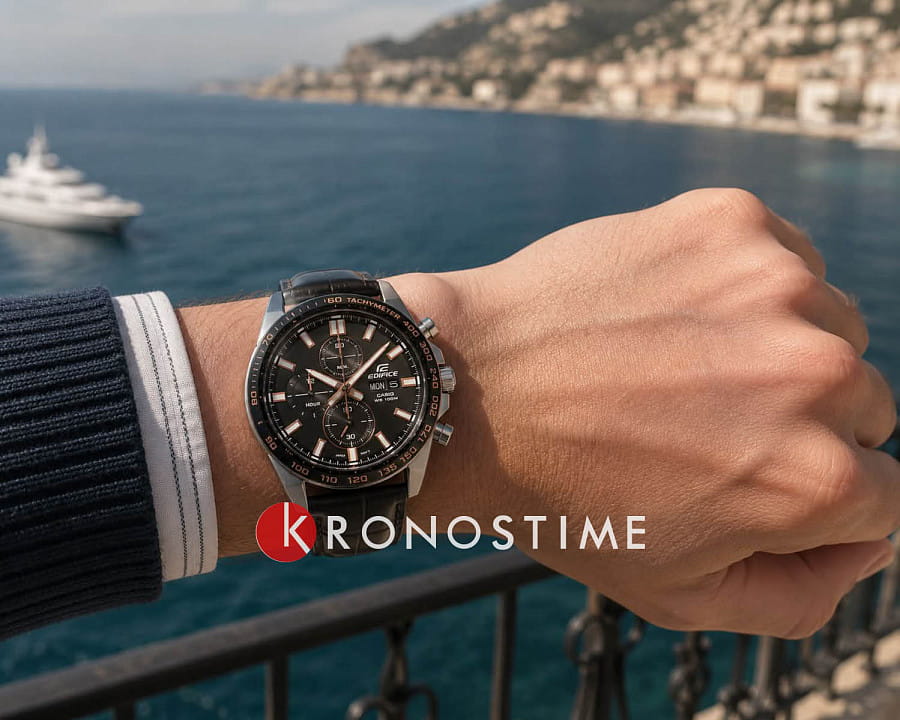 Часы Casio Edifice EFR-574BL-1A — кварцевые, металл сталь
