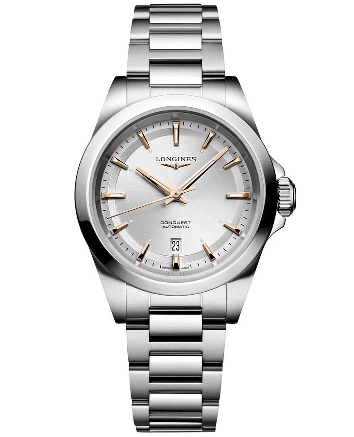 Часы Longines Conquest L3.320.4.72.6 — женские, серебристый