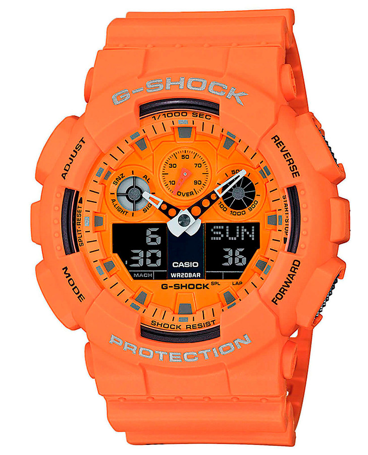 Часы Casio G-Shock GA-100RS-4A — мужские, оранжевый