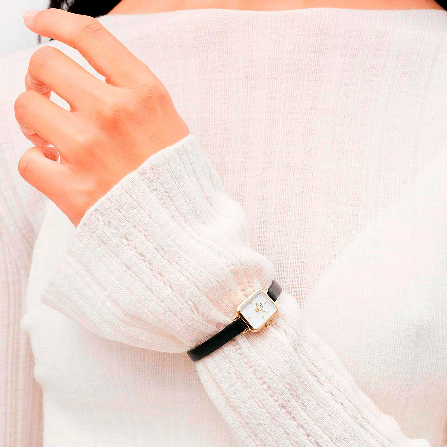 Часы Daniel Wellington Quadro Mini Sheffield Gold DW00100729 — кожаный, женские