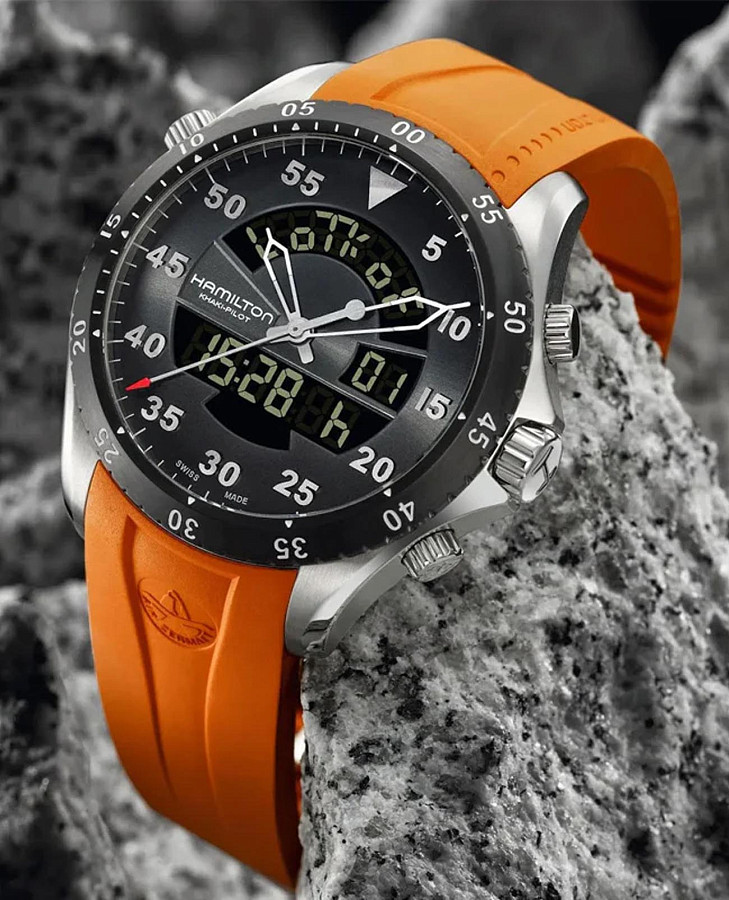 Часы Hamilton Khaki Aviation Flight Timer Quartz H64554431 — механические, сталь металл