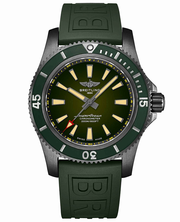 Часы Breitling Superocean Automatic 46 Black Steel M173681A1L1S1 — мужские, зеленый