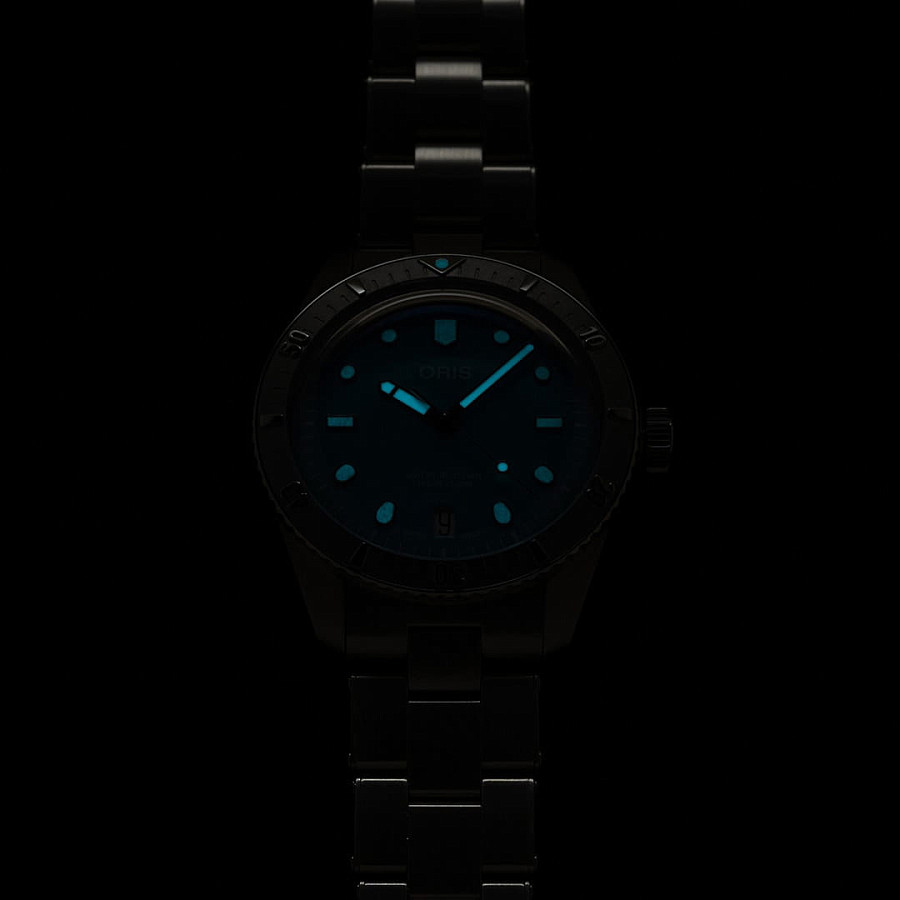 Часы Oris Divers Sixty‑Five 'Cotton Candy' 01 733 7771 4055-07 8 19 18 — голубой, сталь